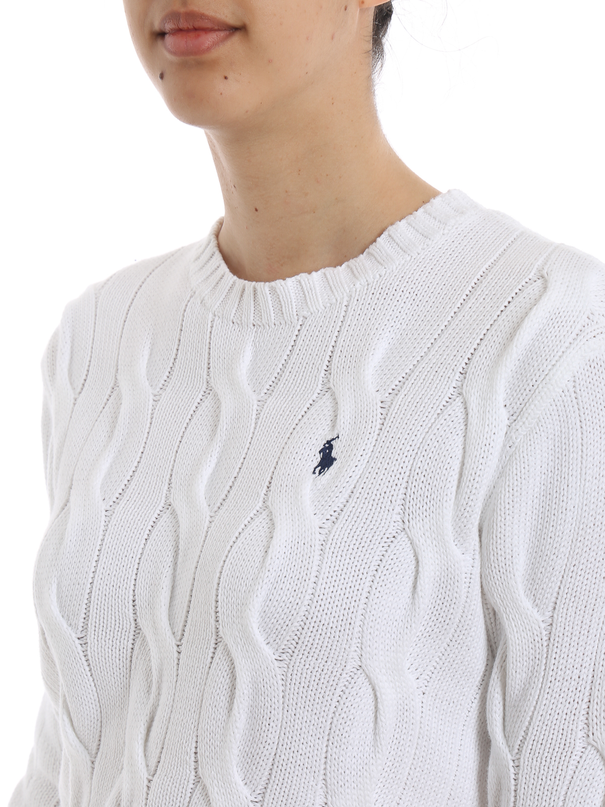 ralph lauren white cable knit sweater