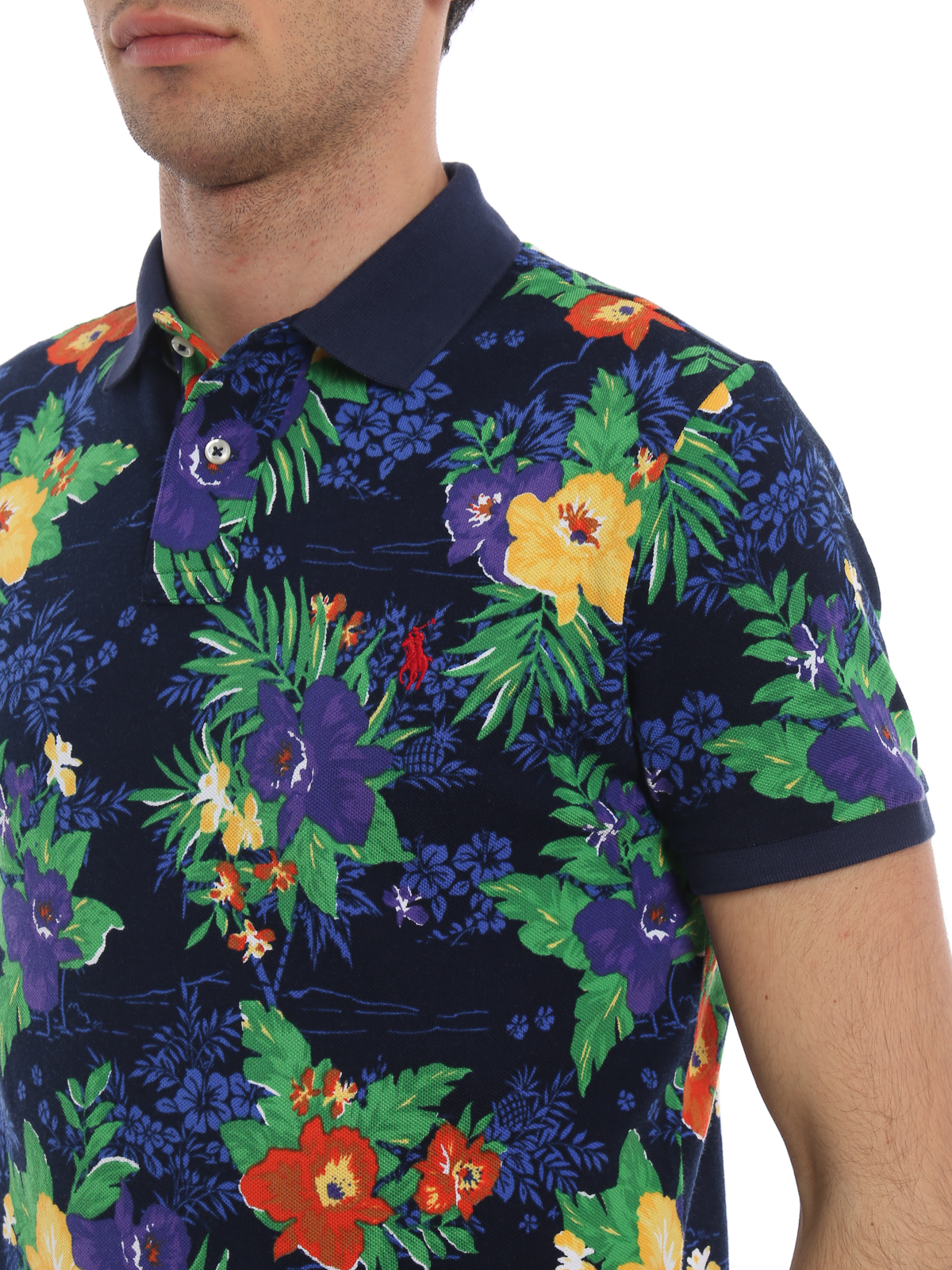 Polo shirts Polo Ralph Lauren - Dark blue floral pique cotton polo shirt -  710720813005