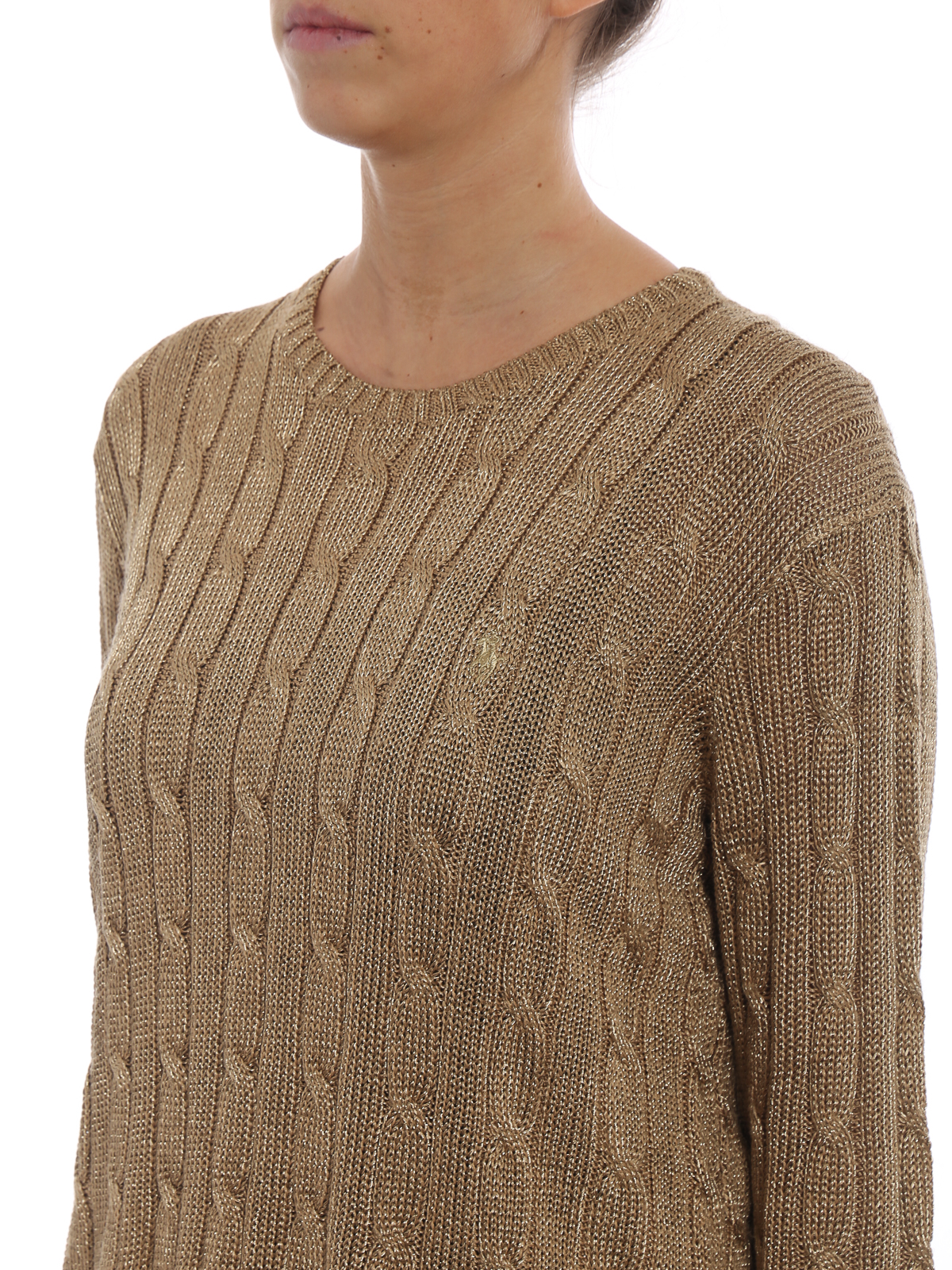 Crew necks Polo Ralph Lauren - Gold lurex viscose yarn sweater -  211717103002