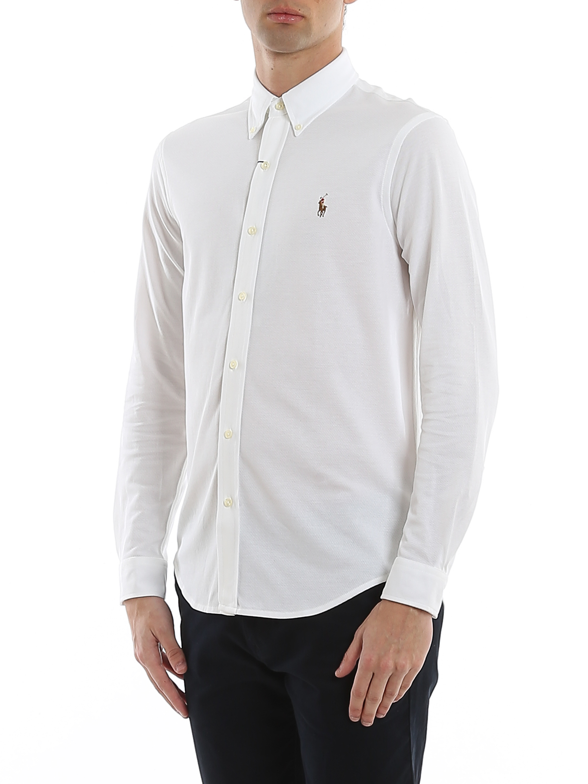 Nathaniel Ward Maan Echter Shirts Polo Ralph Lauren - Oxford knit cotton pique shirt - 710728724001