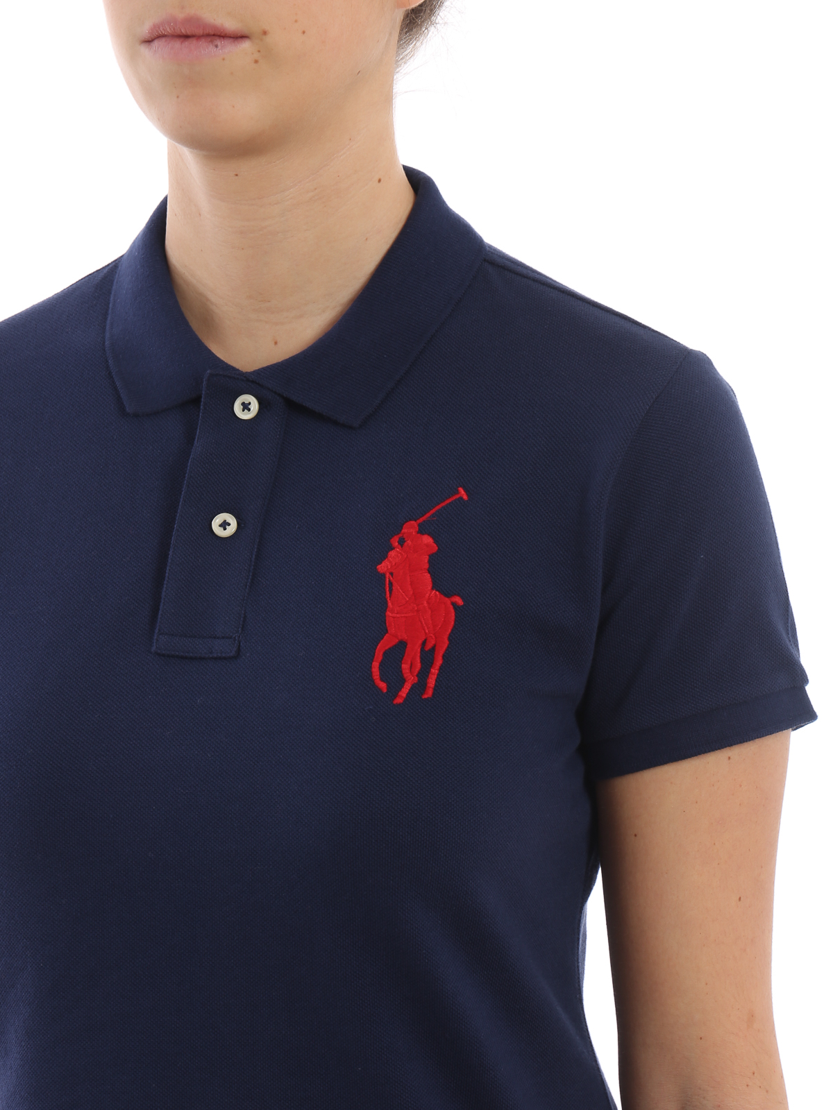 Skinny fit blue cotton polo shirt 