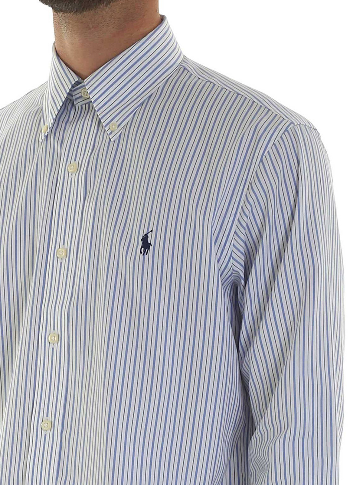polo striped button down shirt