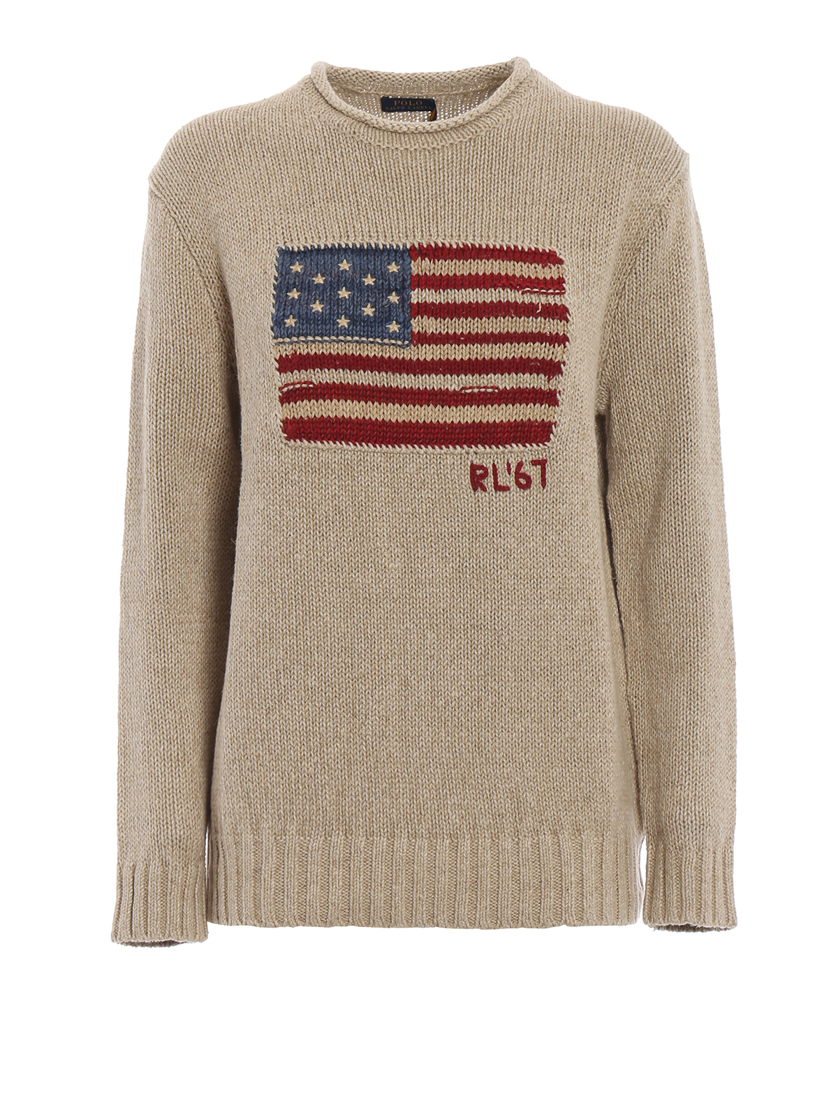 Crew Necks Polo Ralph Lauren American Flag Intarsia Linen Cotton Sweater 211704919001