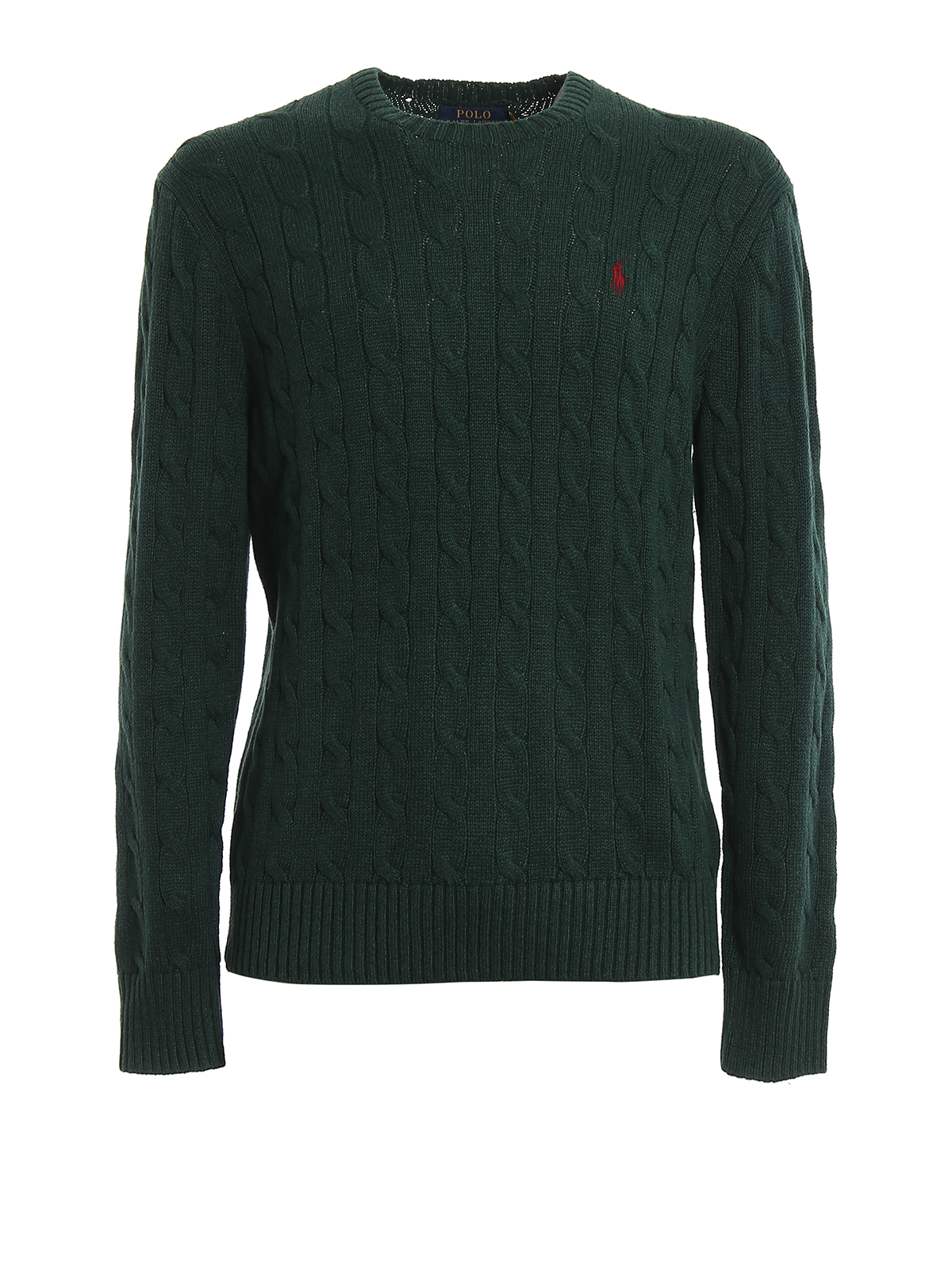 POLO RALPH LAUREN GREEN CABLE KNIT COTTON SWEATER