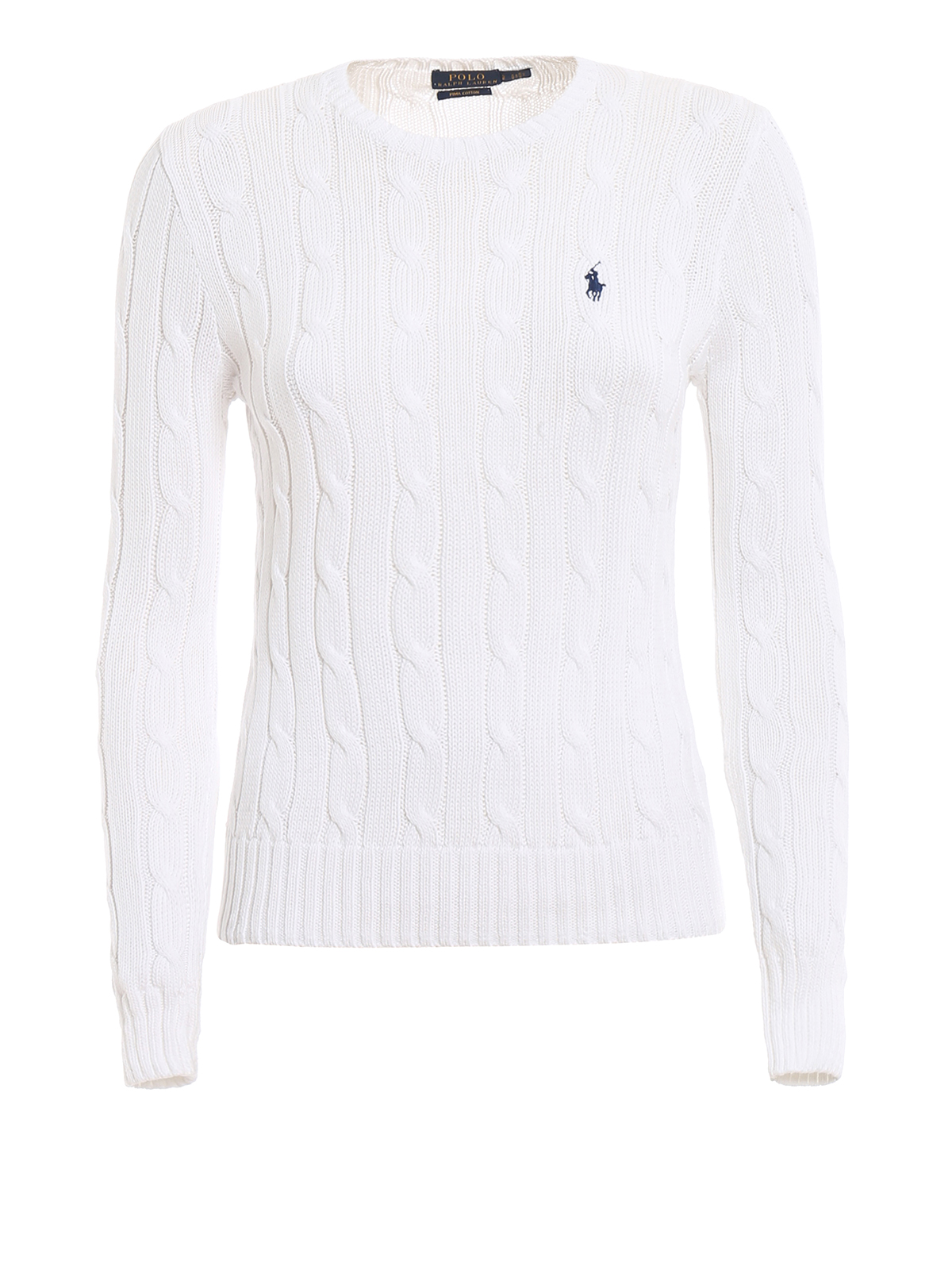 Crew necks Polo Ralph Lauren - White twist knit cotton sweater ...