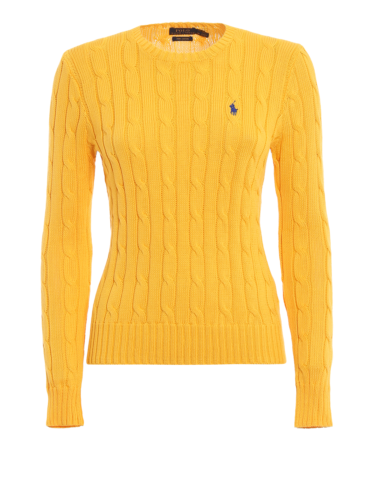 Crew necks Polo Ralph Lauren - Yellow twist knit cotton sweater ...