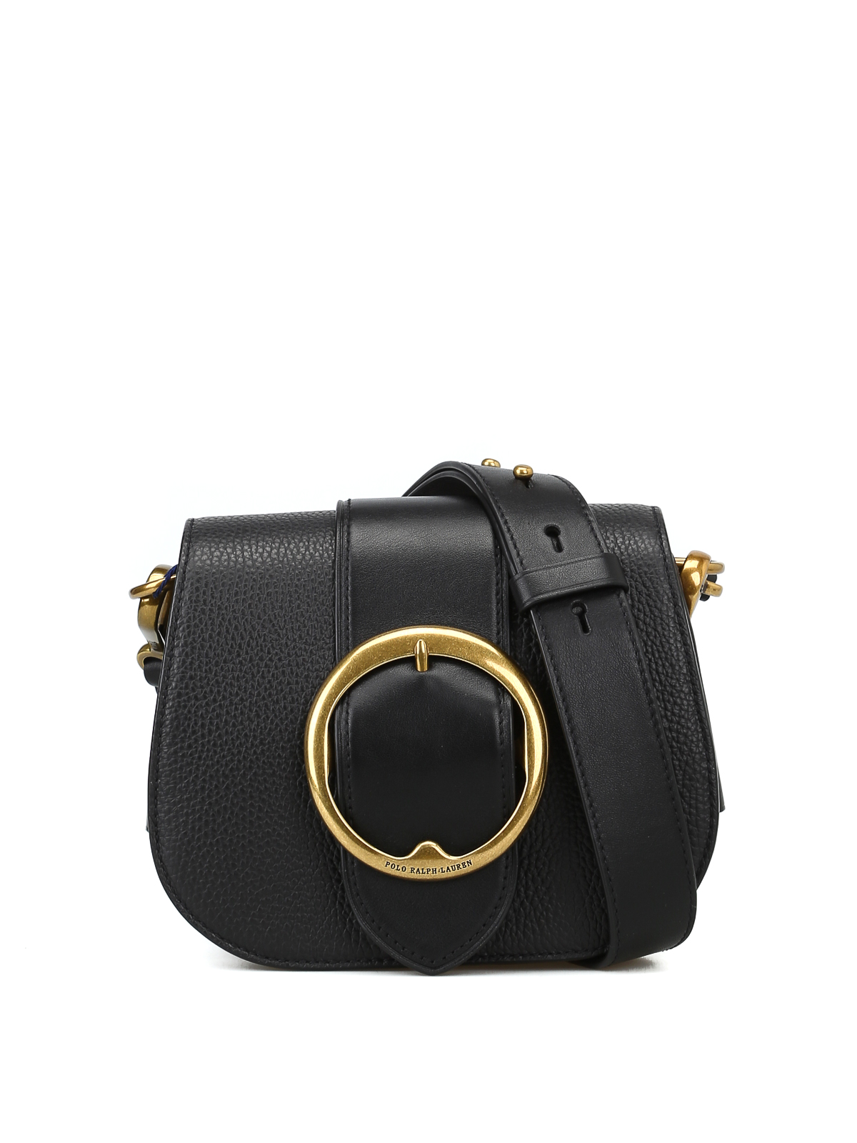 Cross body bags Polo Ralph Lauren - Black hammered leather saddle bag ...