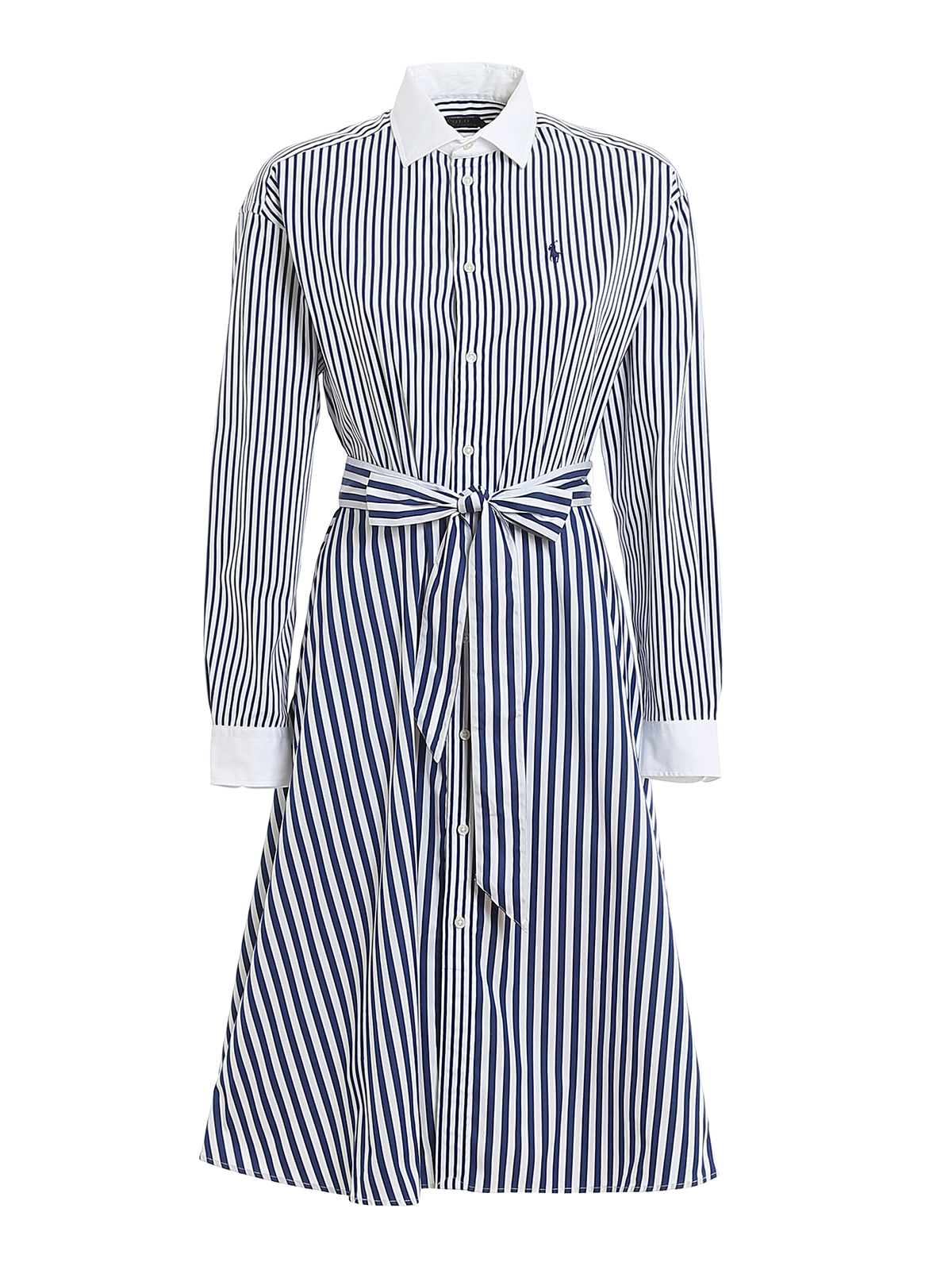 Polo Ralph Lauren - Belted striped shirt dress - knee length dresses ...