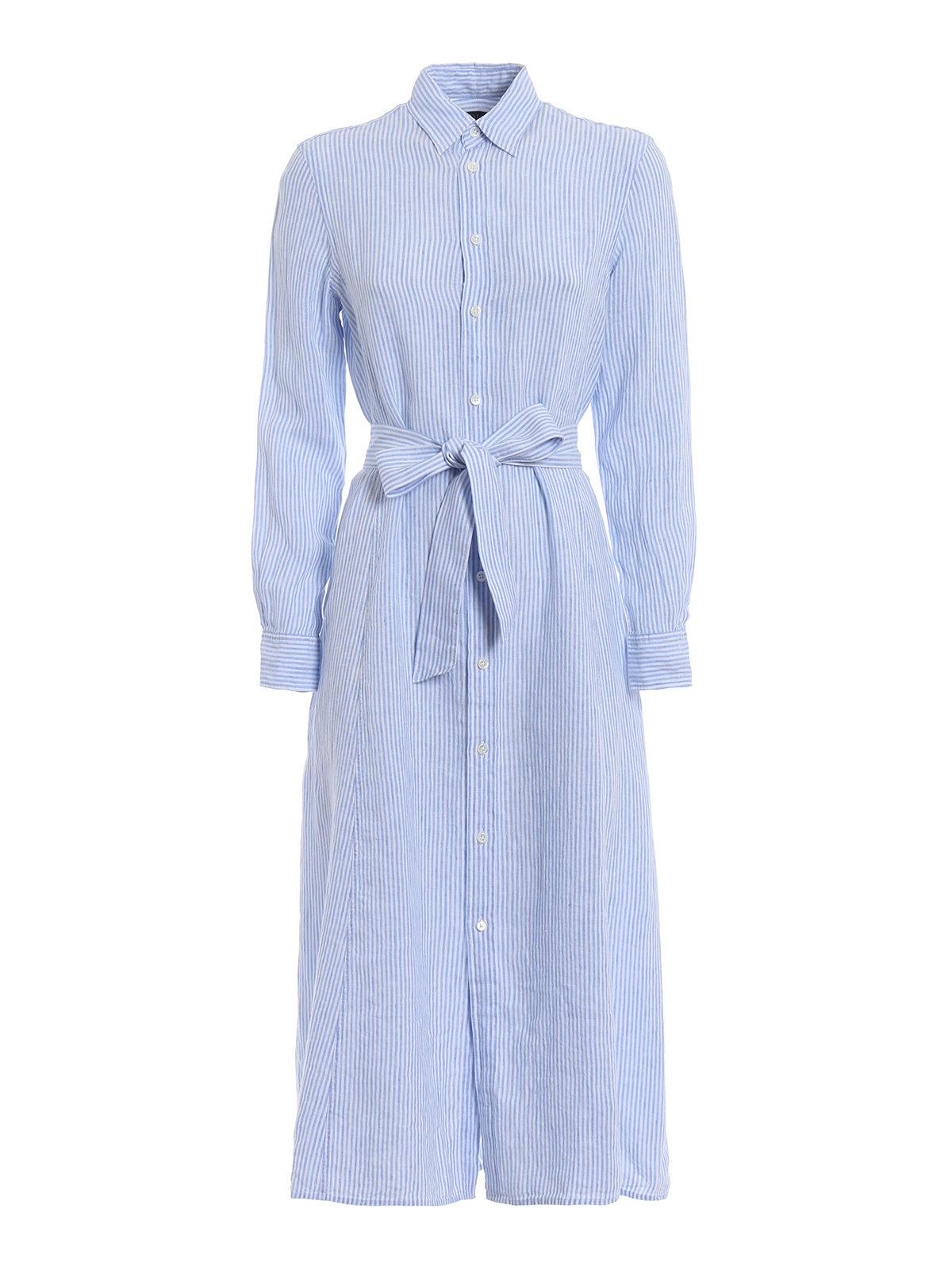 Polo Ralph Lauren - Striped linen belted shirt dress - maxi dresses ...