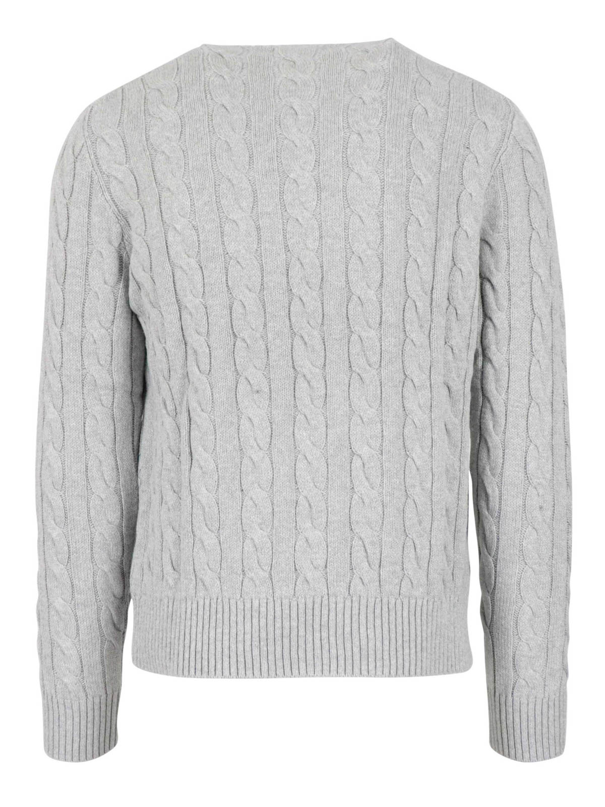 white crew neck cable knit sweater