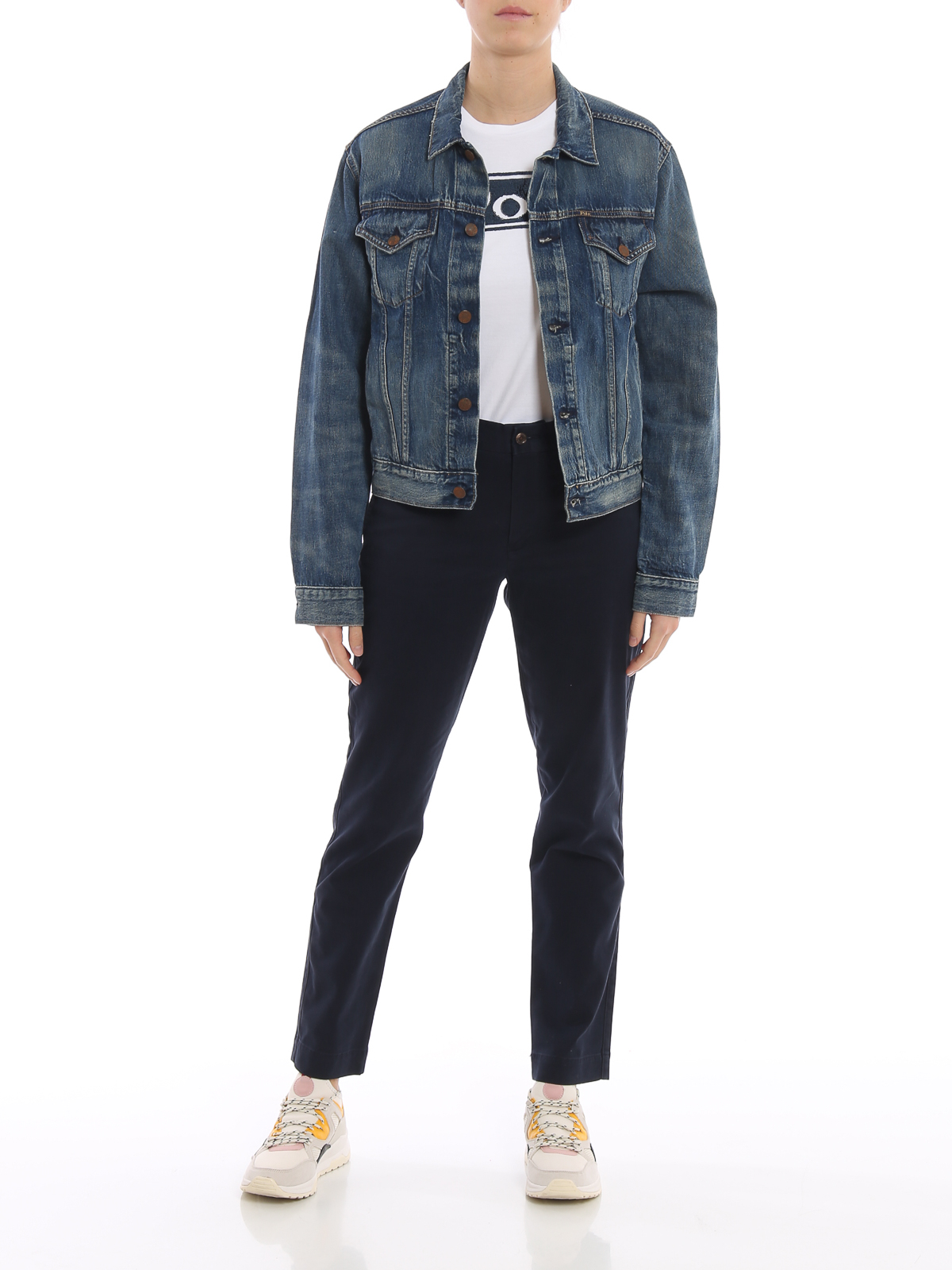 Femme Vêtements Vestes Vestes en jean et en denim Veste crop en jean Jean Lauren by Ralph Lauren en coloris Bleu 