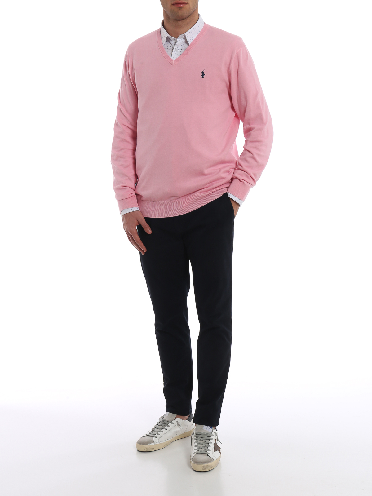 Bedrijf Wennen aan dictator V necks Polo Ralph Lauren - Slim fit candy pink cotton V-neck sweater -  710744677009
