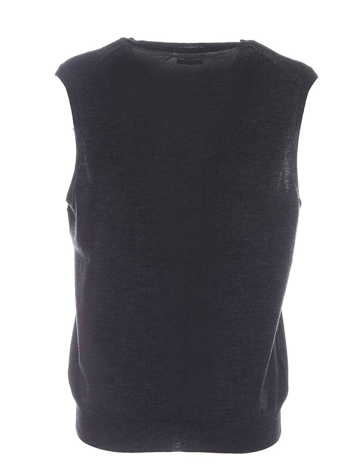 Vests Polo Ralph Lauren - Logo embroidery knitted vest in dark grey ...