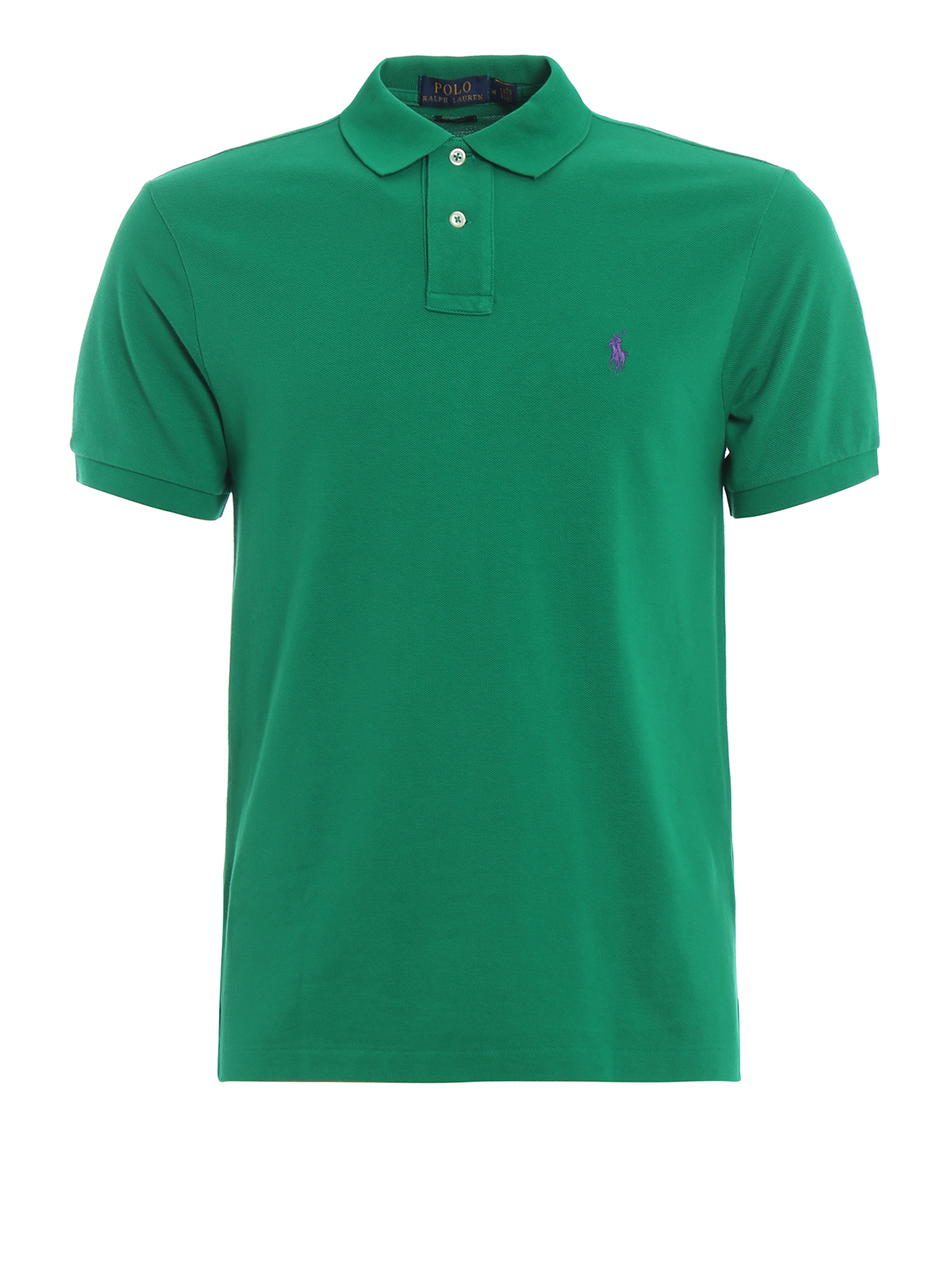 Classic green pique cotton polo shirt 
