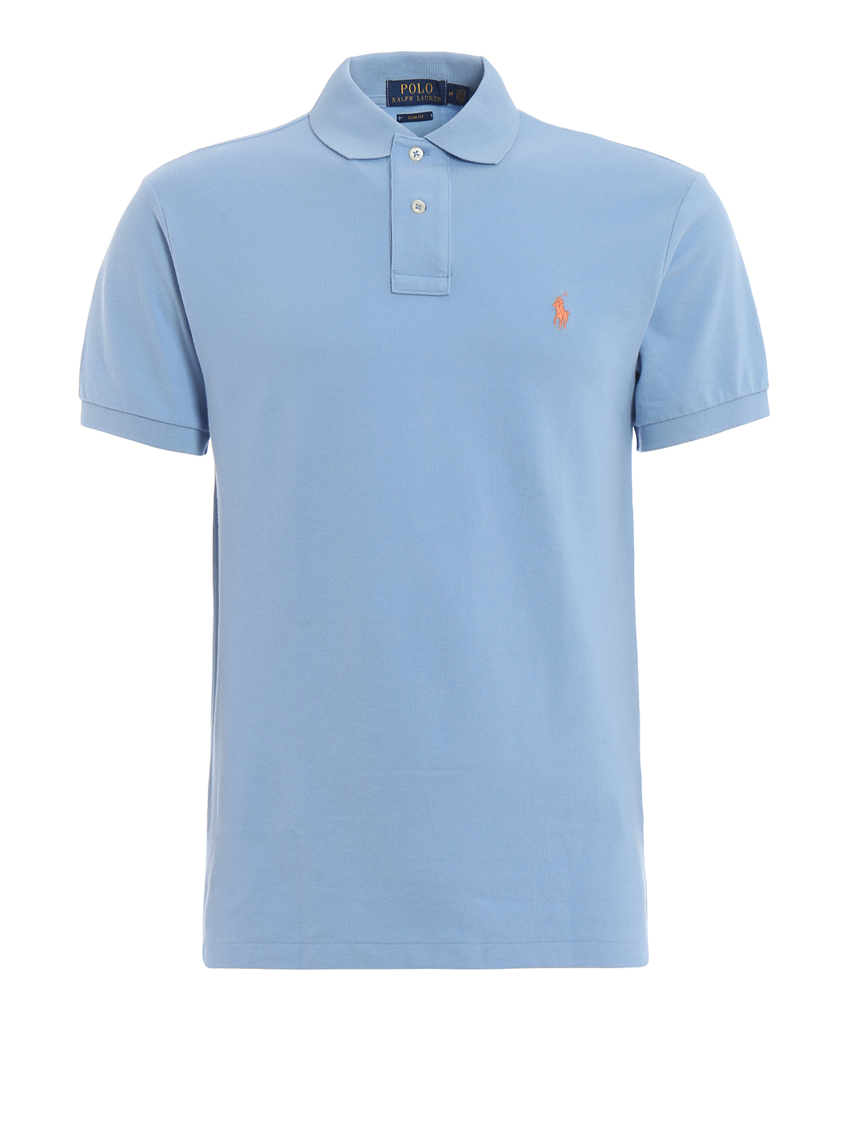 Light blue pique cotton polo shirt 