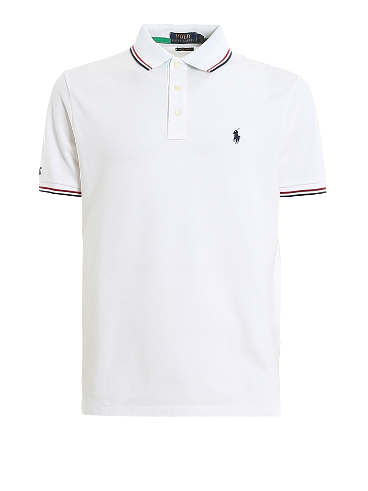 POLO RALPH LAUREN PIQUE COTTON T-SHIRT WITH CONTRASTING PIPING