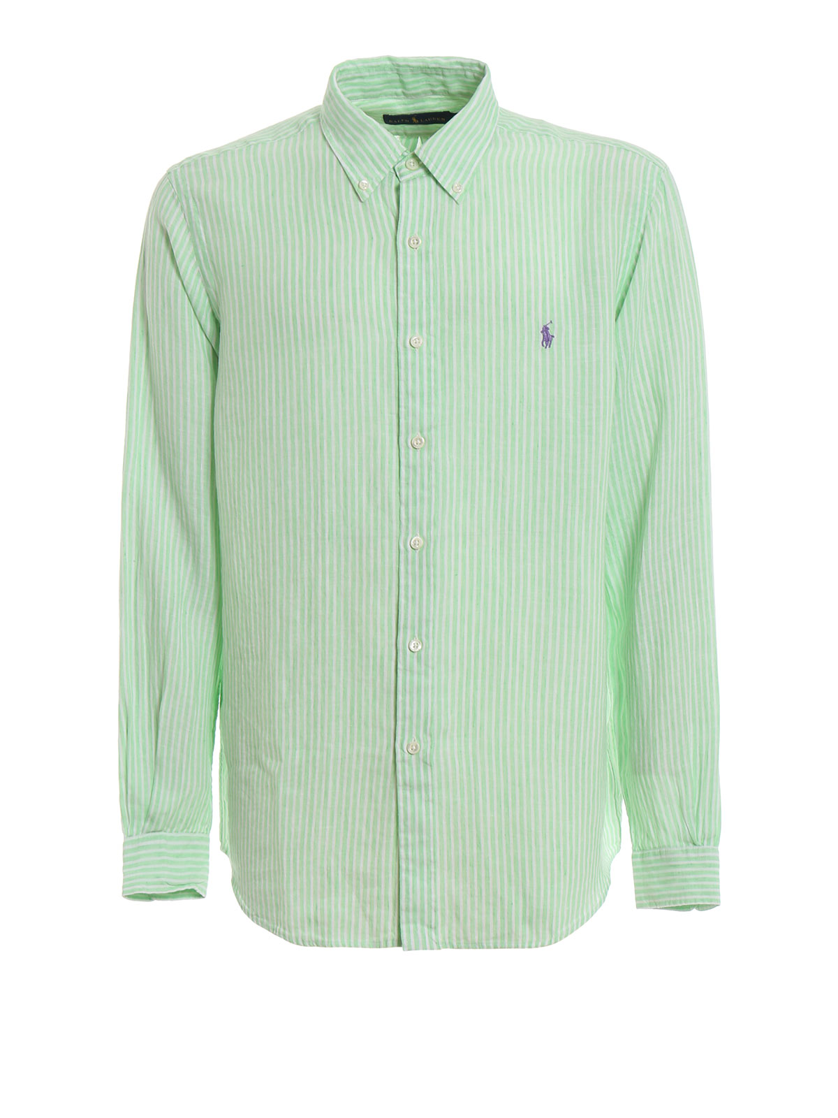 Afleiden Hoelahoep abces Shirts Polo Ralph Lauren - Mint green striped linen b/d shirt - 710740807003
