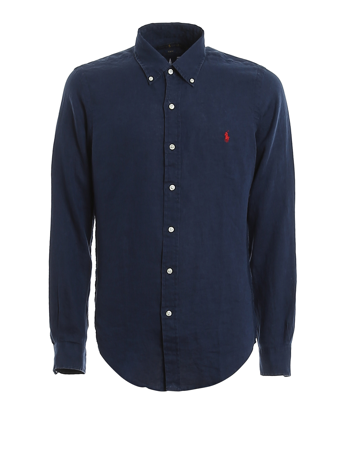 Polo Ralph Lauren - Navy button down collar linen shirt - shirts ...