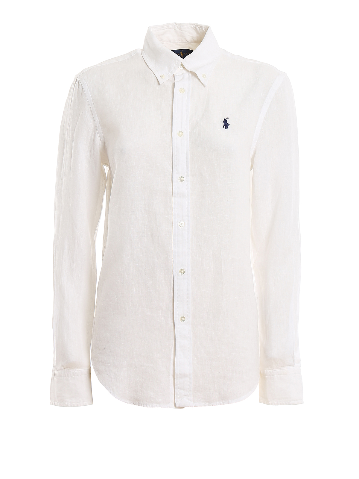 Relaxed fit logo embroidery linen shirt 