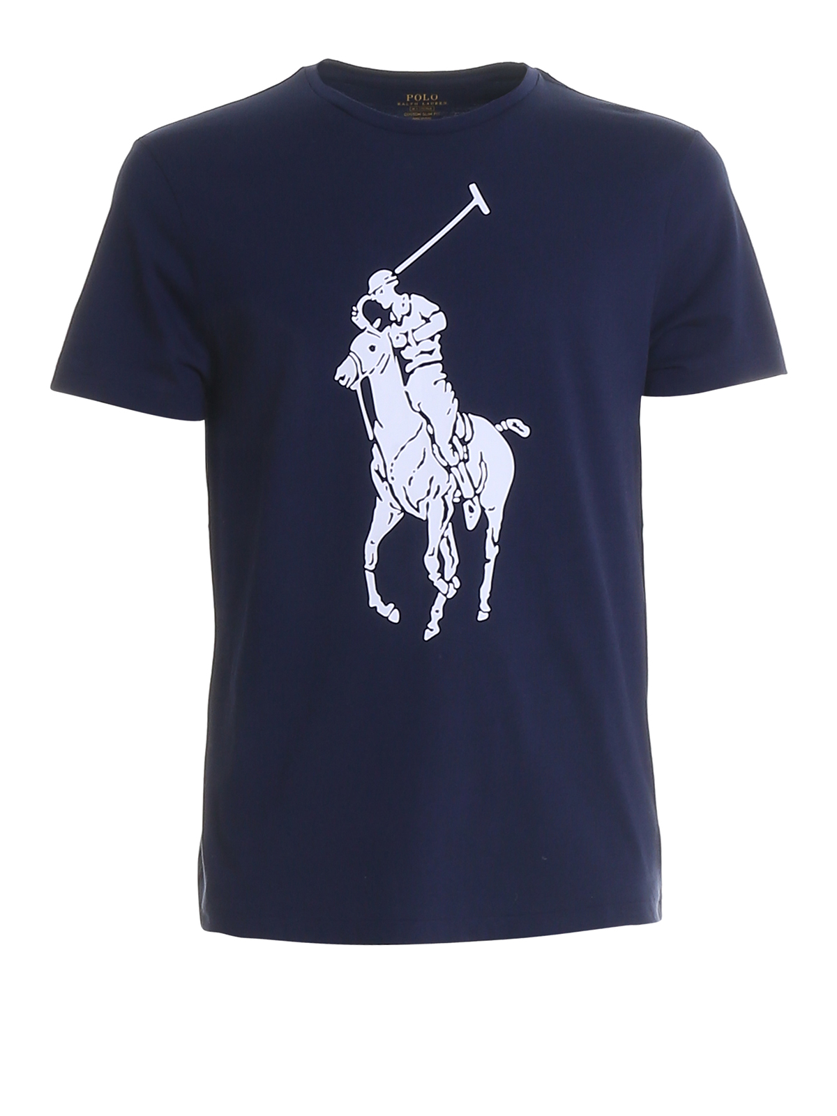 Polo Ralph Lauren Navy Maxi Logo Print T-shirt In Blue | ModeSens