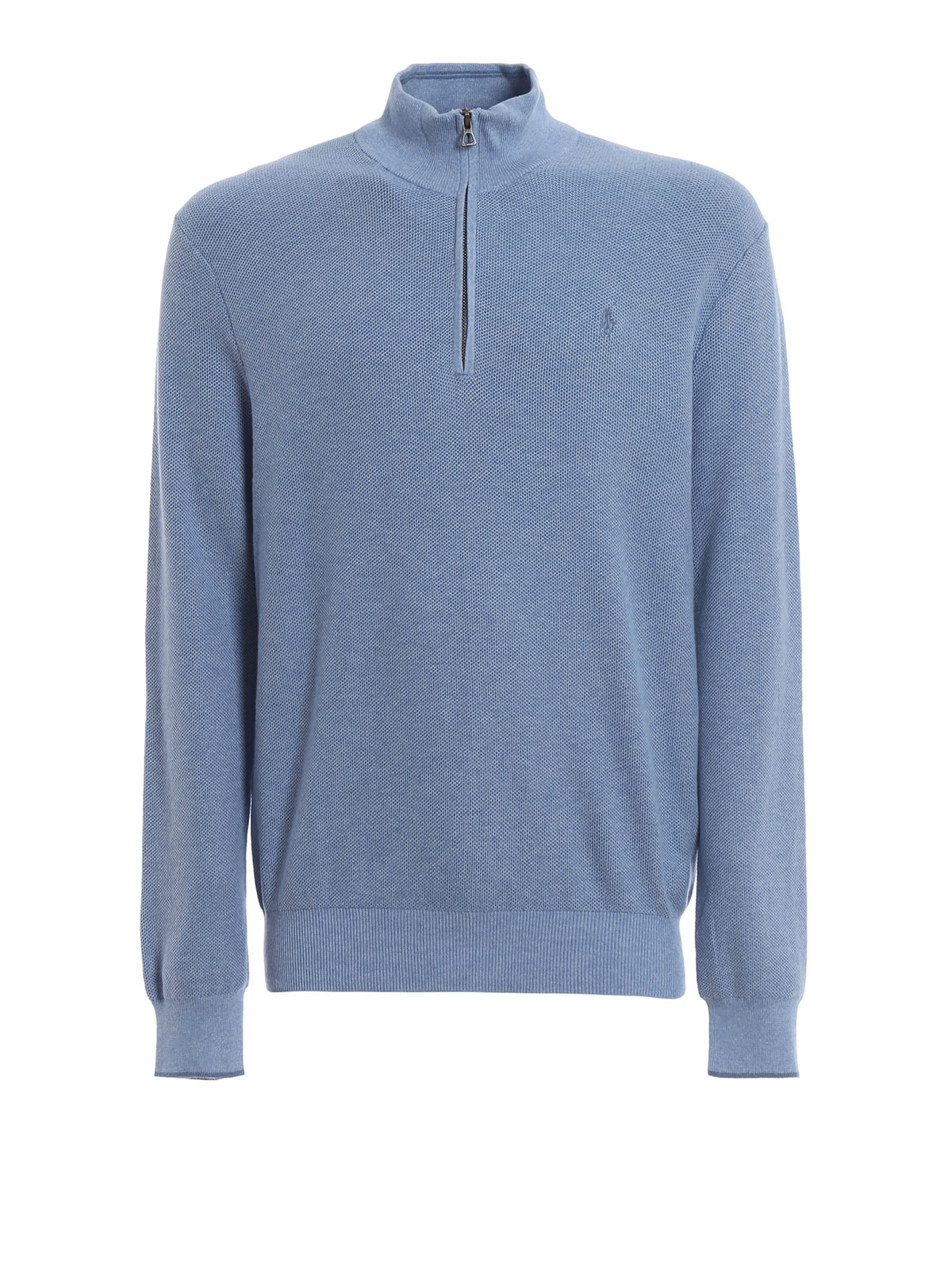 Honeycomb cotton polo neck sweater 