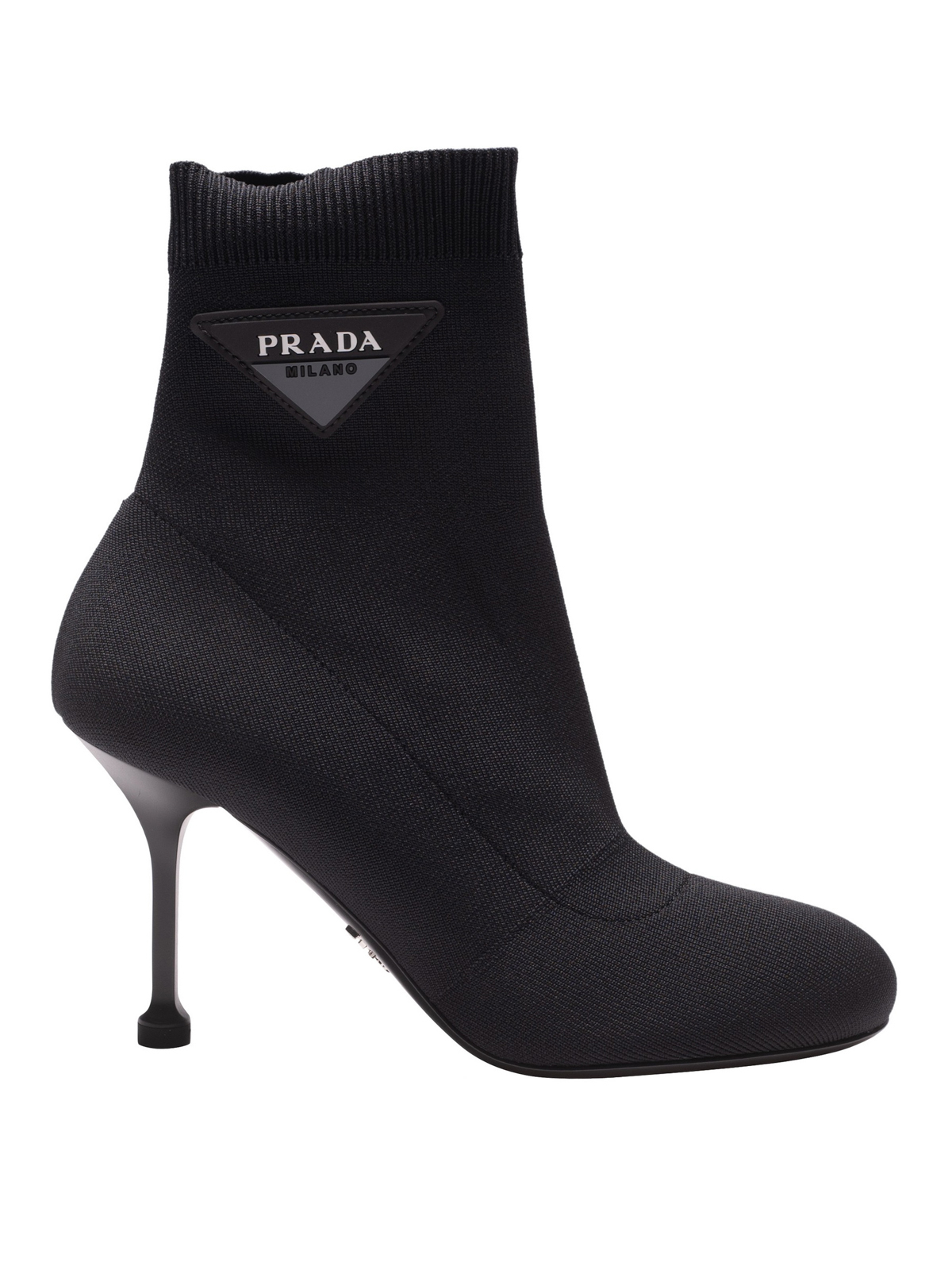 Stretch fabric sock slip-on ankle boots 