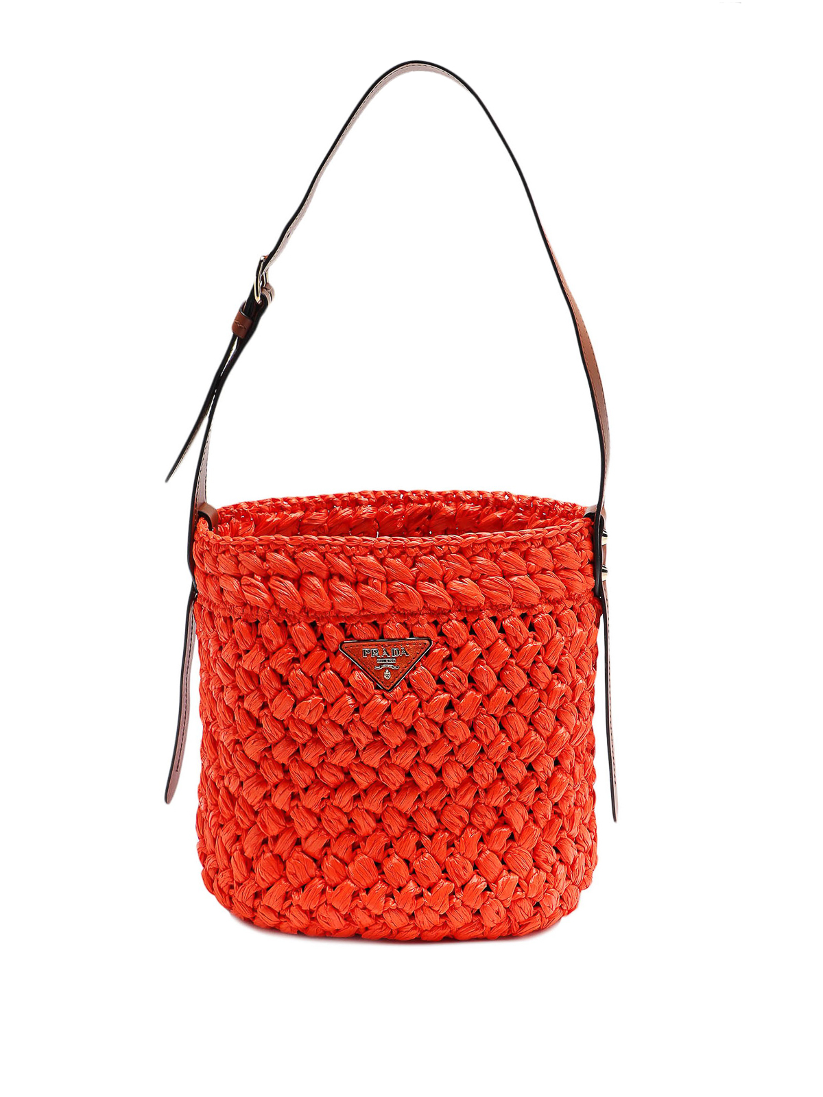 prada raffia bucket bag