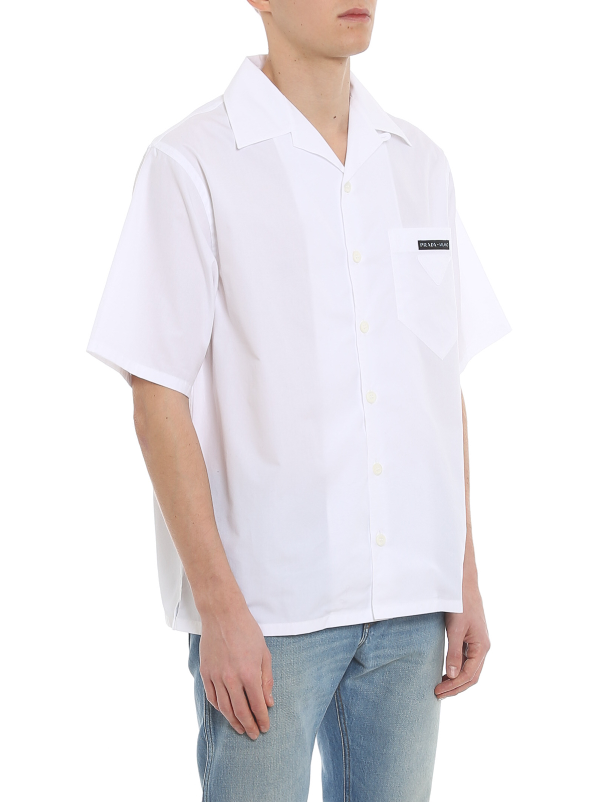 Shirts Prada - Cotton poplin half-sleeves shirt - UCS3391W7OF0009