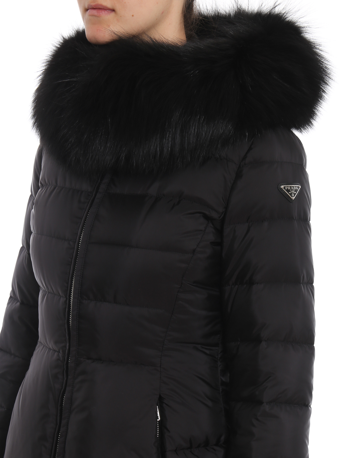 womens prada coat with fur collar