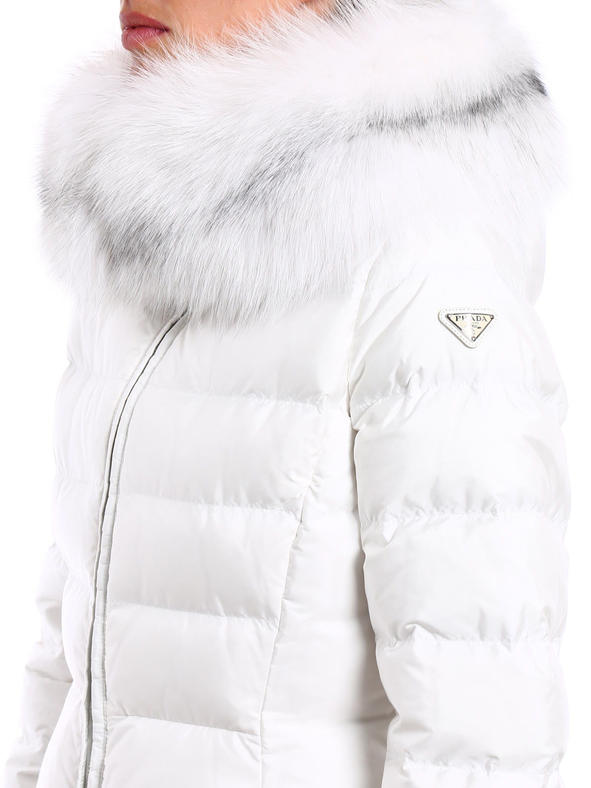 Padded coats Prada - Fox fur trimmed hood padded coat - 290696Q04F0009