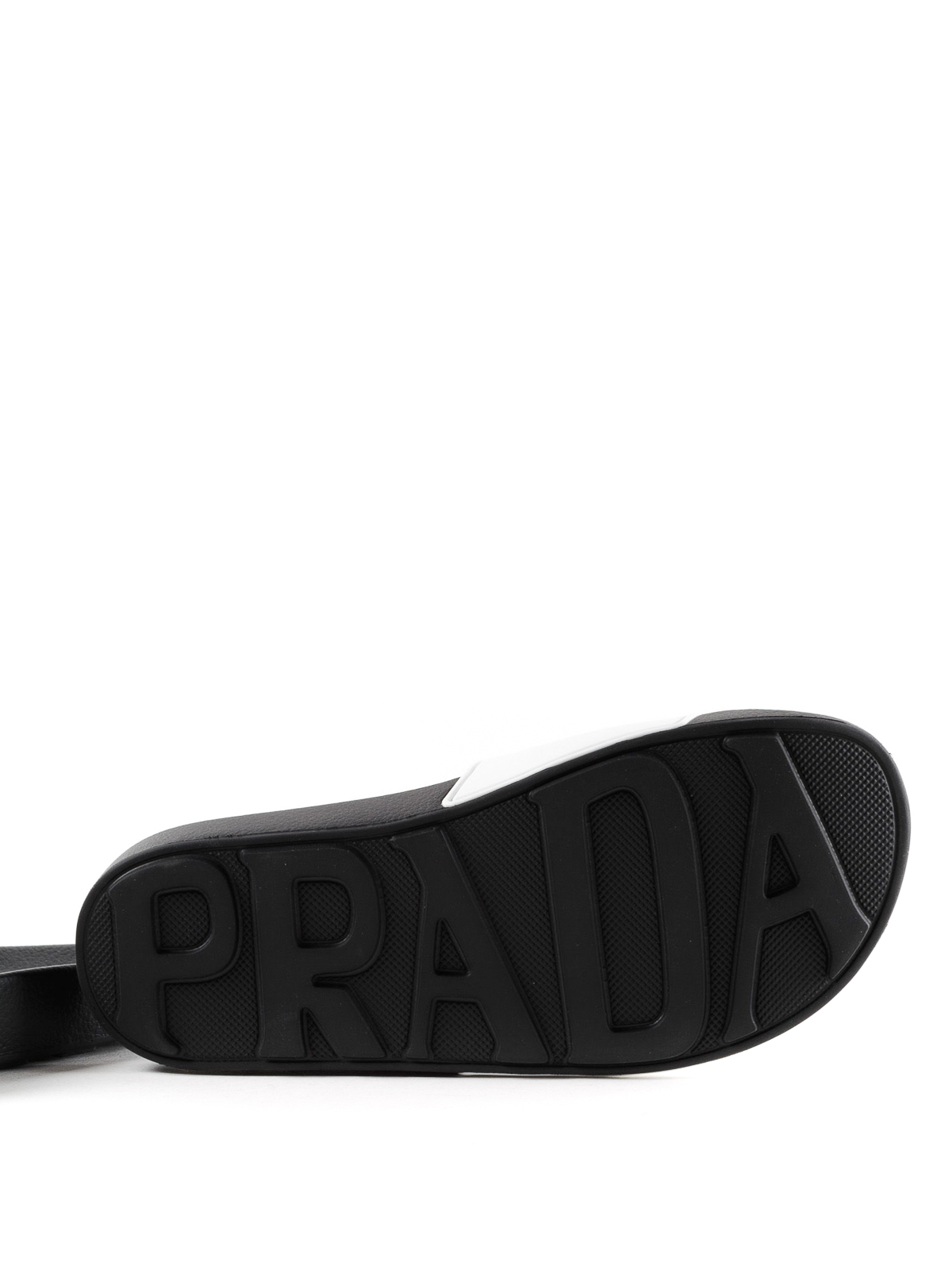 prada logo rubber slides