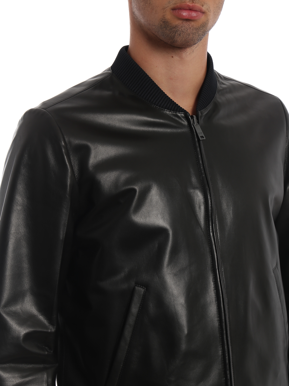 Leather jacket Prada - Nappa and nylon reversible bomber jacket -  UPW141038F0002