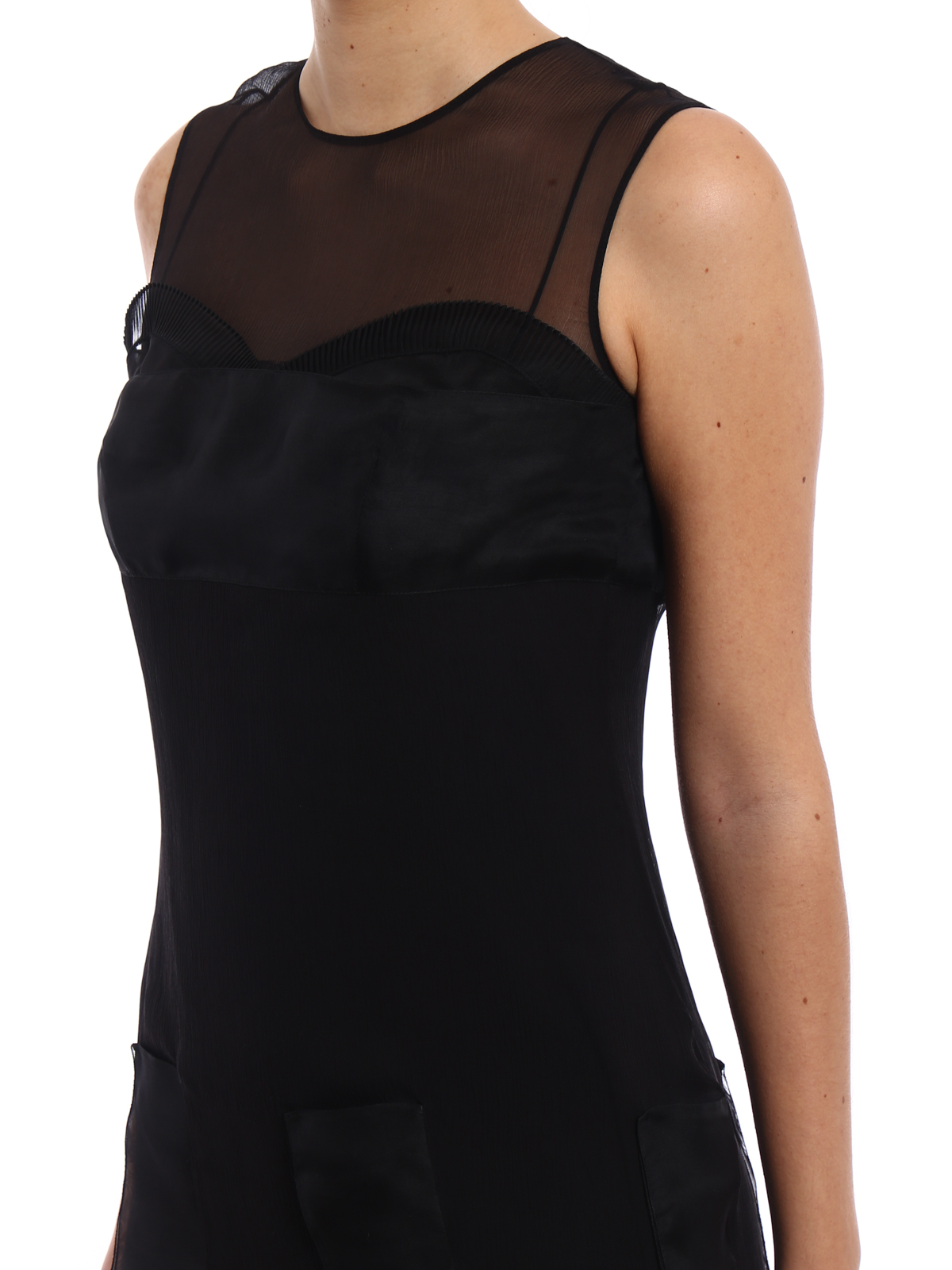 Evening dresses Prada - Organdie and chiffon black dress - P35Y61QC1806