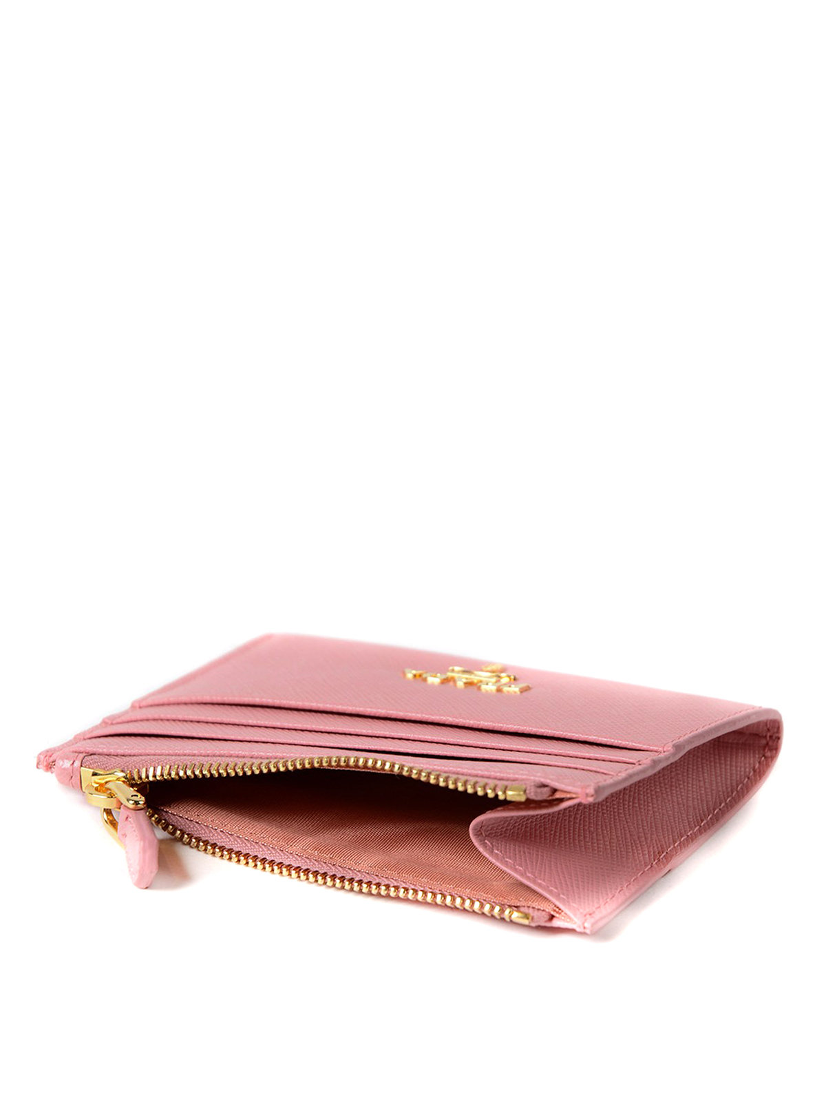 prada saffiano card case with zip compartment