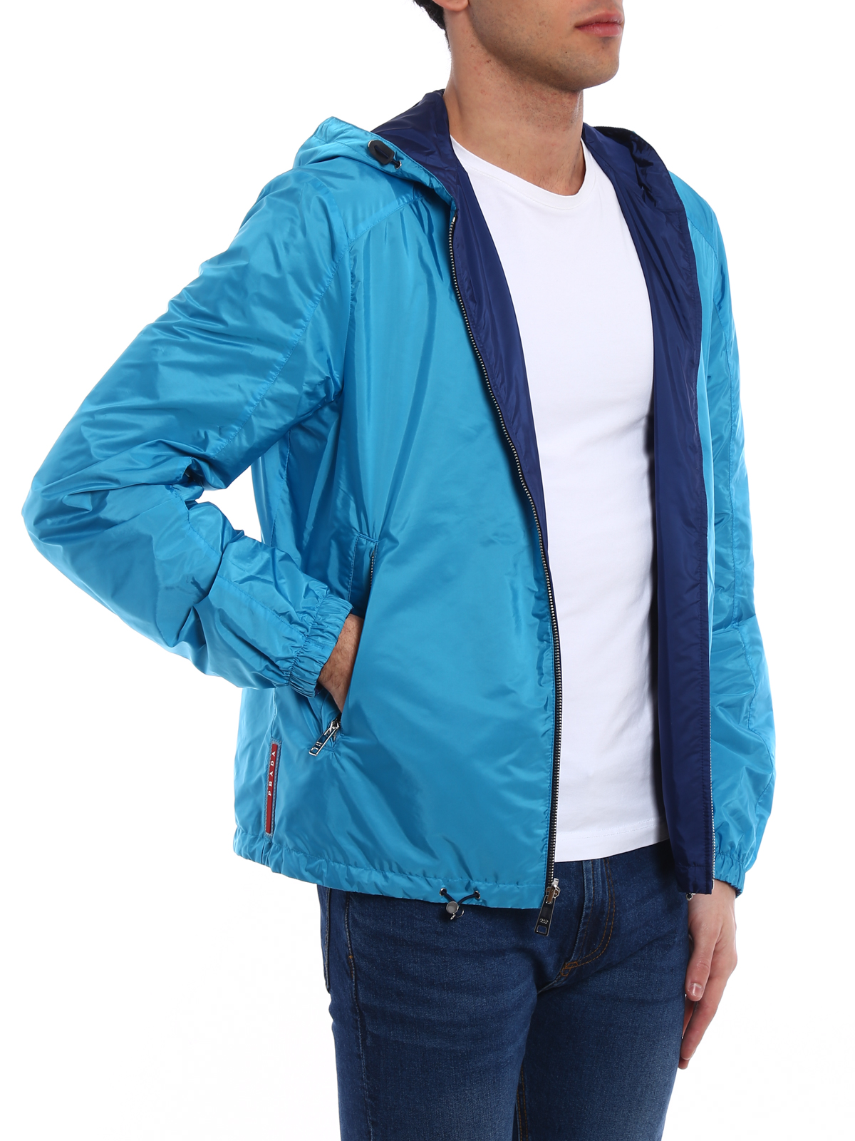 Prada - Reversible blue hooded jacket 