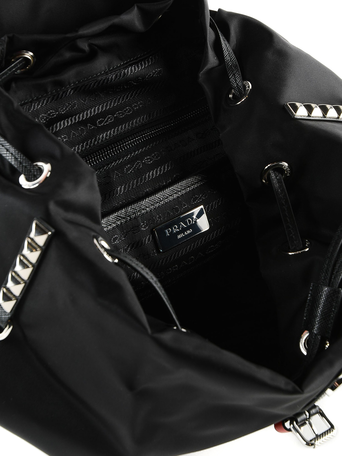 prada studded nylon backpack