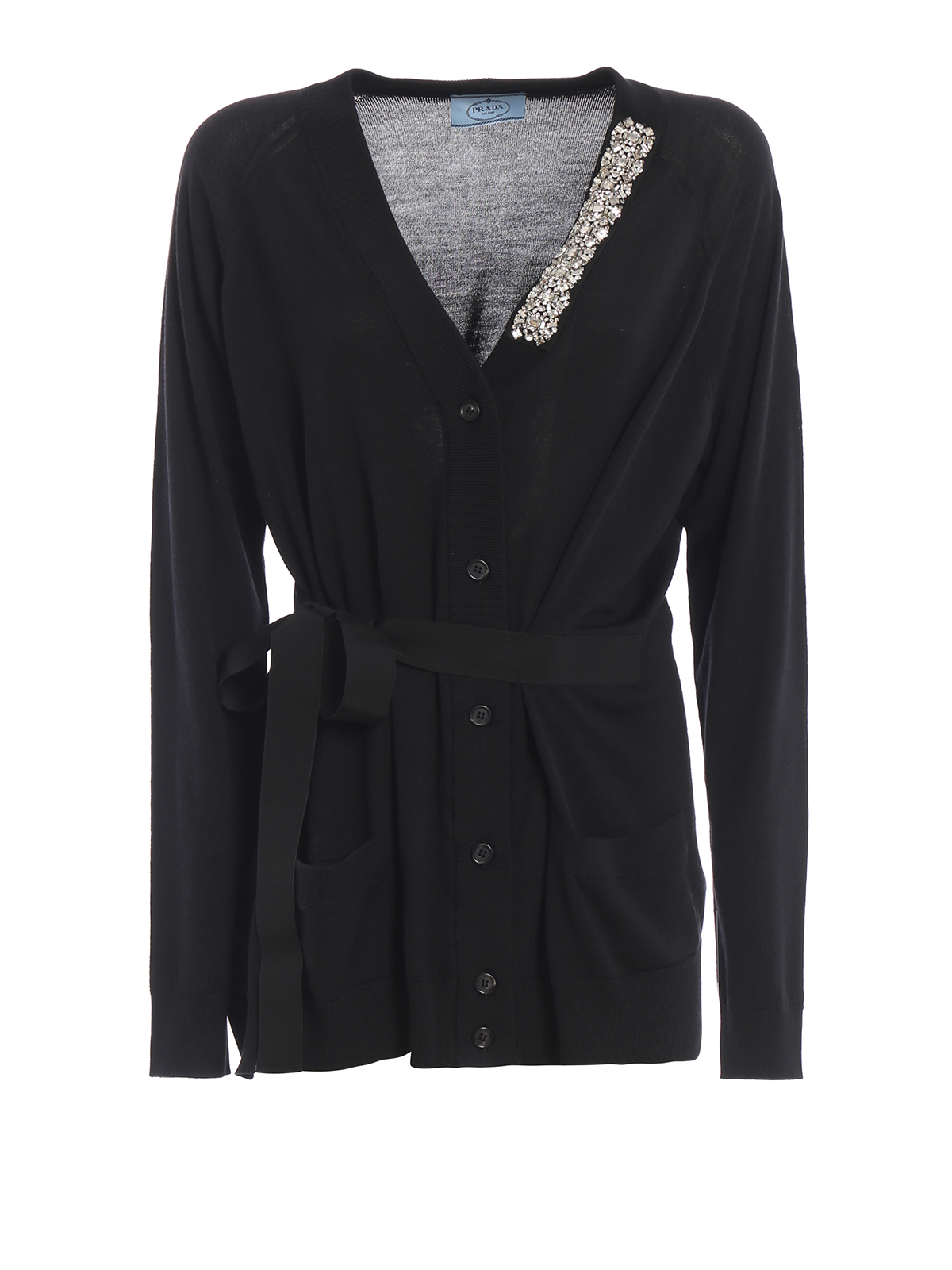 Prada - Crystal detailed virgin wool cardigan - cardigans - P25G771U2X002