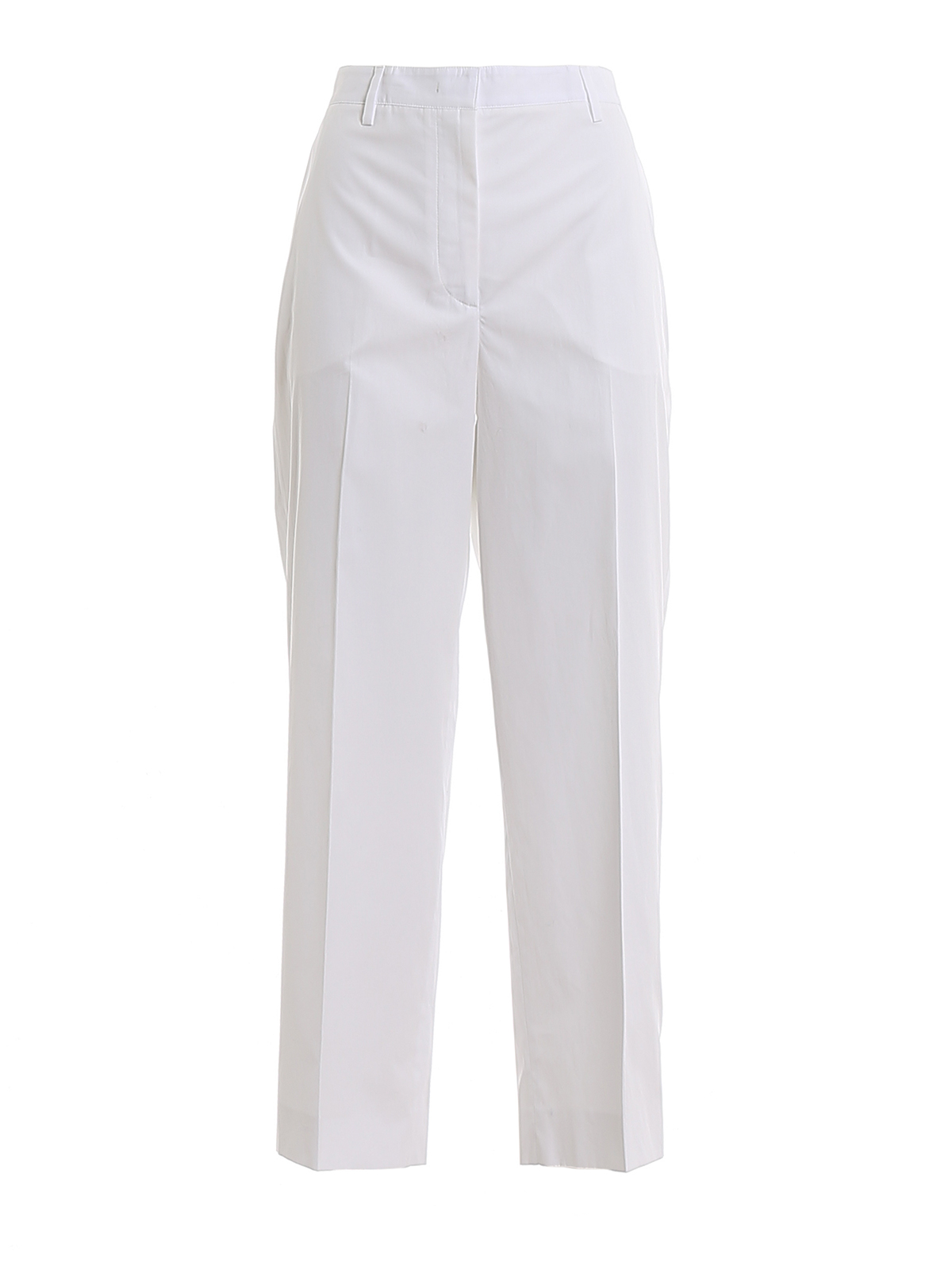 Prada Compact Poplin Trousers In White