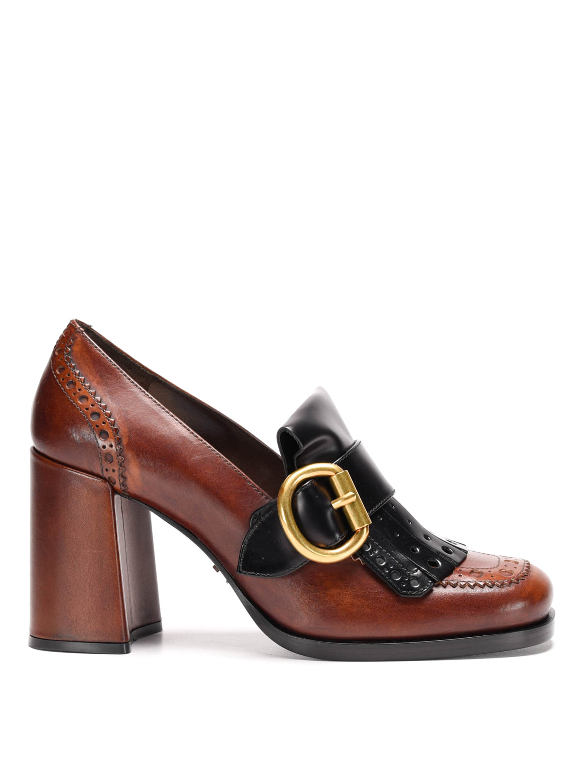 Prada - Two-tone fringed brogue pumps - court shoes - 1D122H3H90F0038