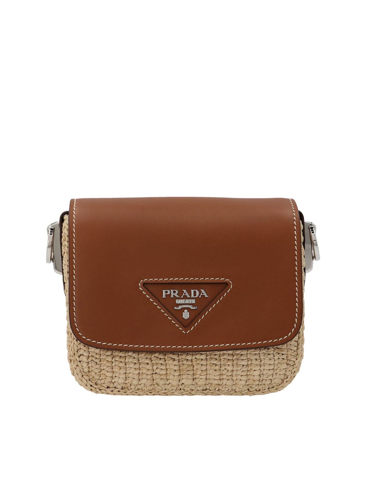 prada raffia and leather bag