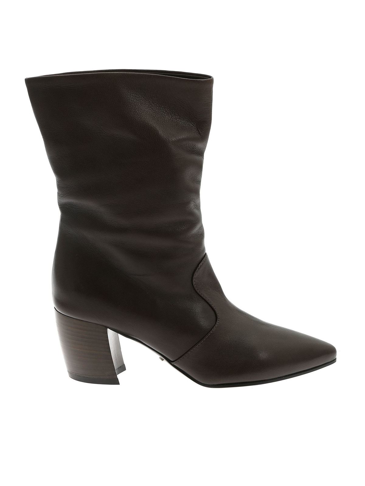 PRADA POINTED ANKLE BOOTS IN DARK GRAY