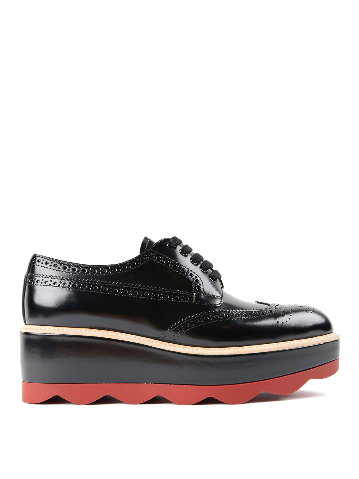 Lace-up leather platform shoes by Prada - lace-ups shoes | iKRIX