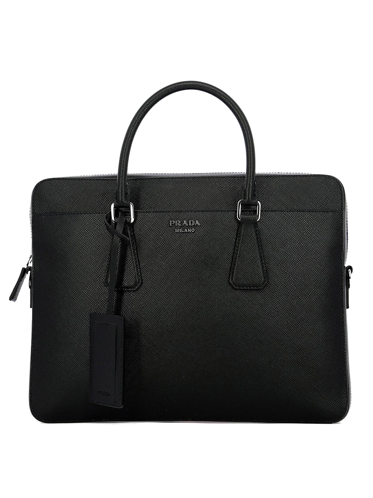 Prada - Black saffiano leather briefcase - laptop bags & briefcases ...
