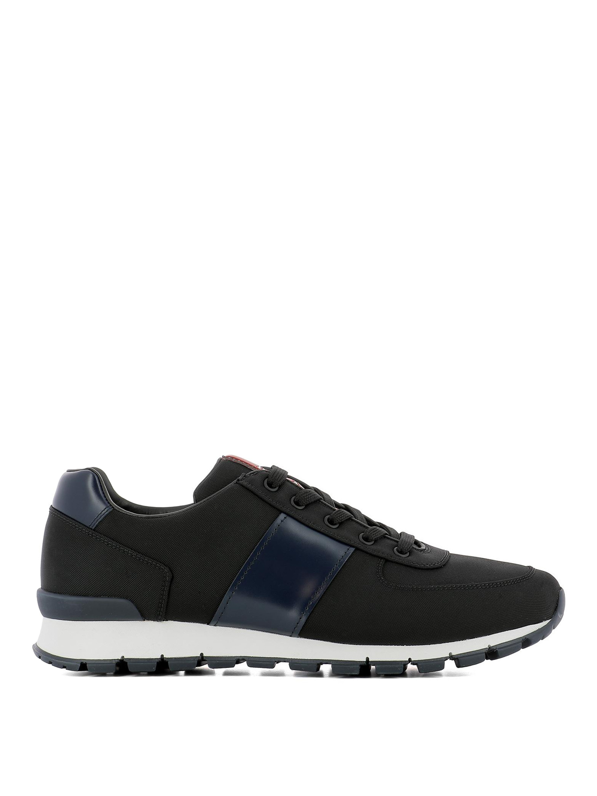 fabric and leather sneakers prada