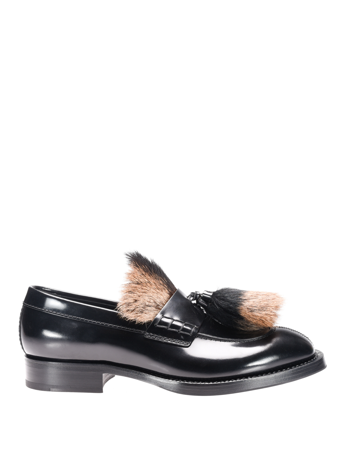 Prada - Leather loafers with fur 