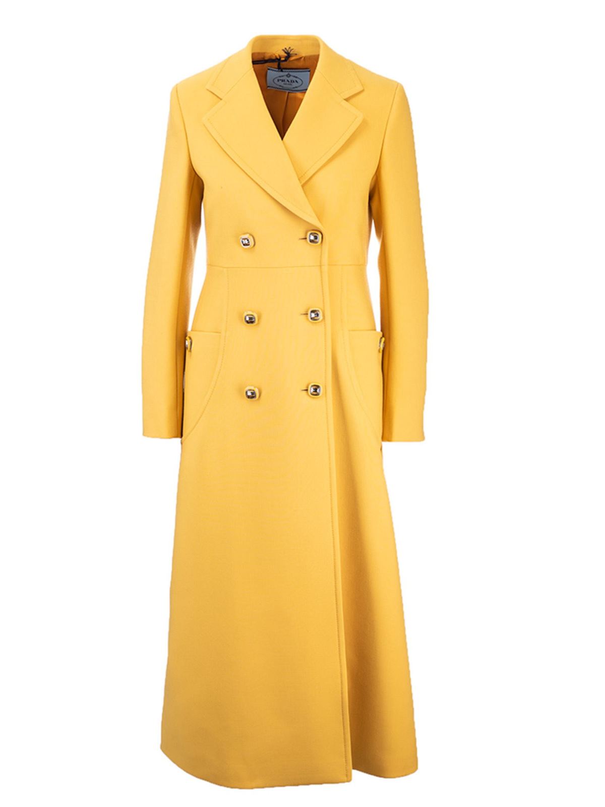 prada yellow double breasted coat