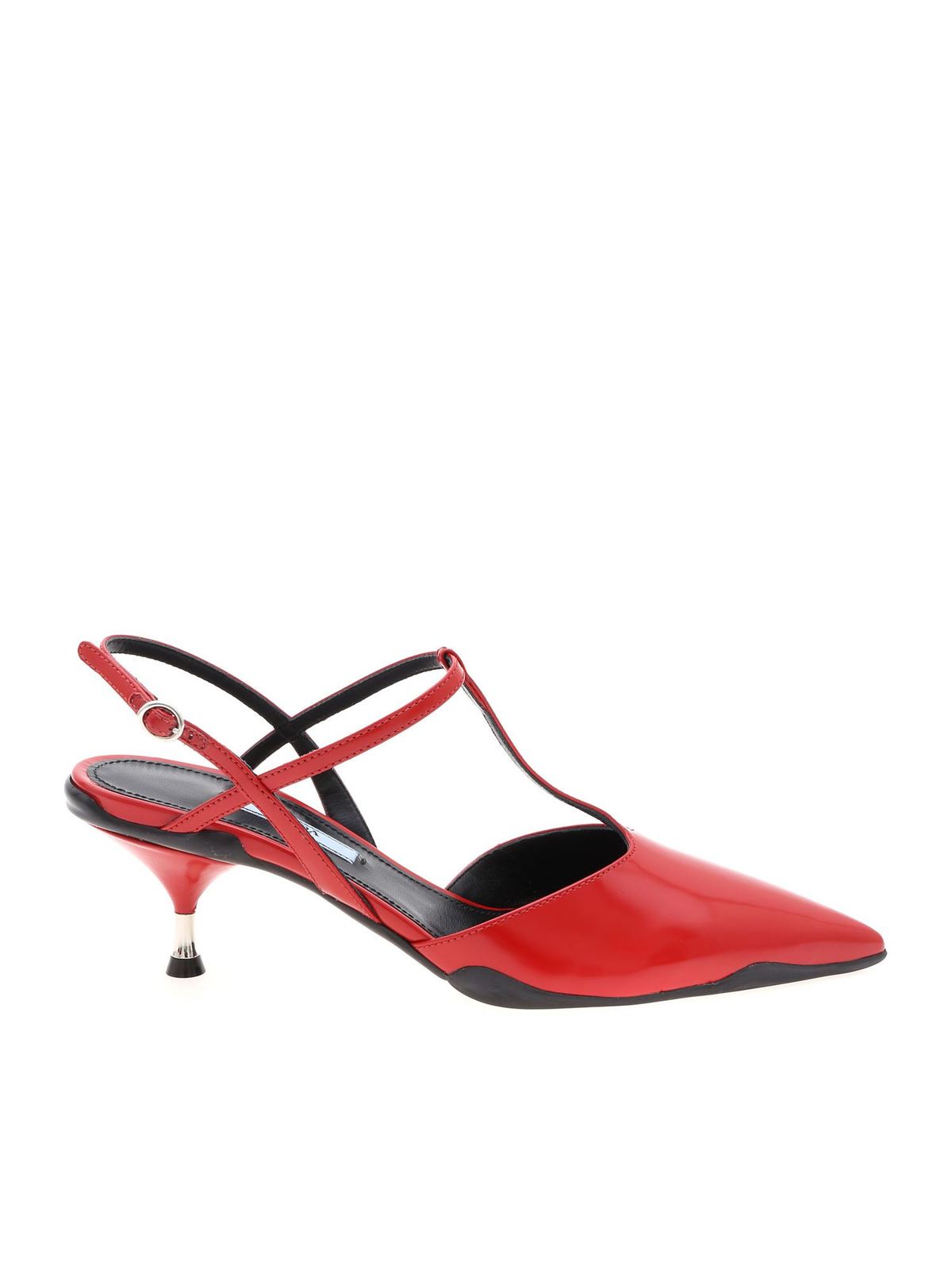 PRADA POINTY MULES IN RED LEATHER