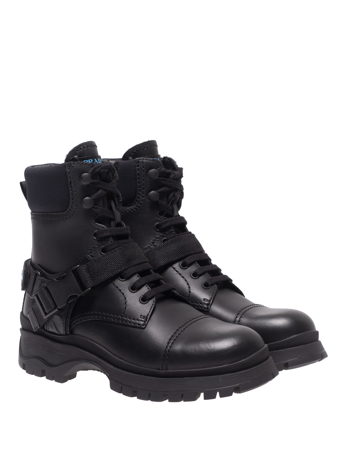 Buckle strap calf leather ankle boots 