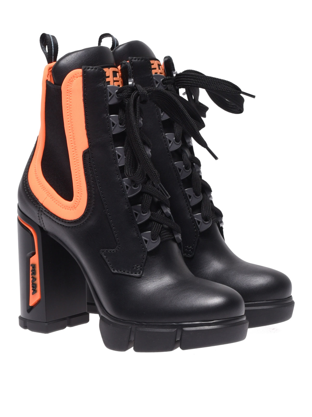 Fluo detailed leather ankle boots 