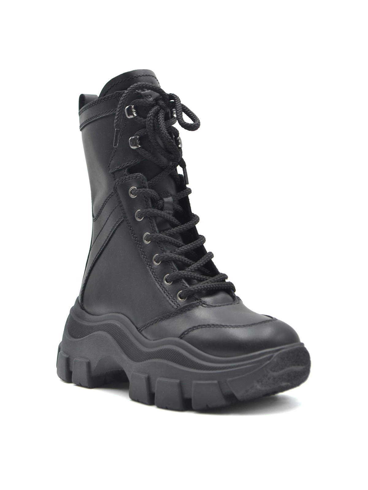 Prada - Lace-up leather combat boots 